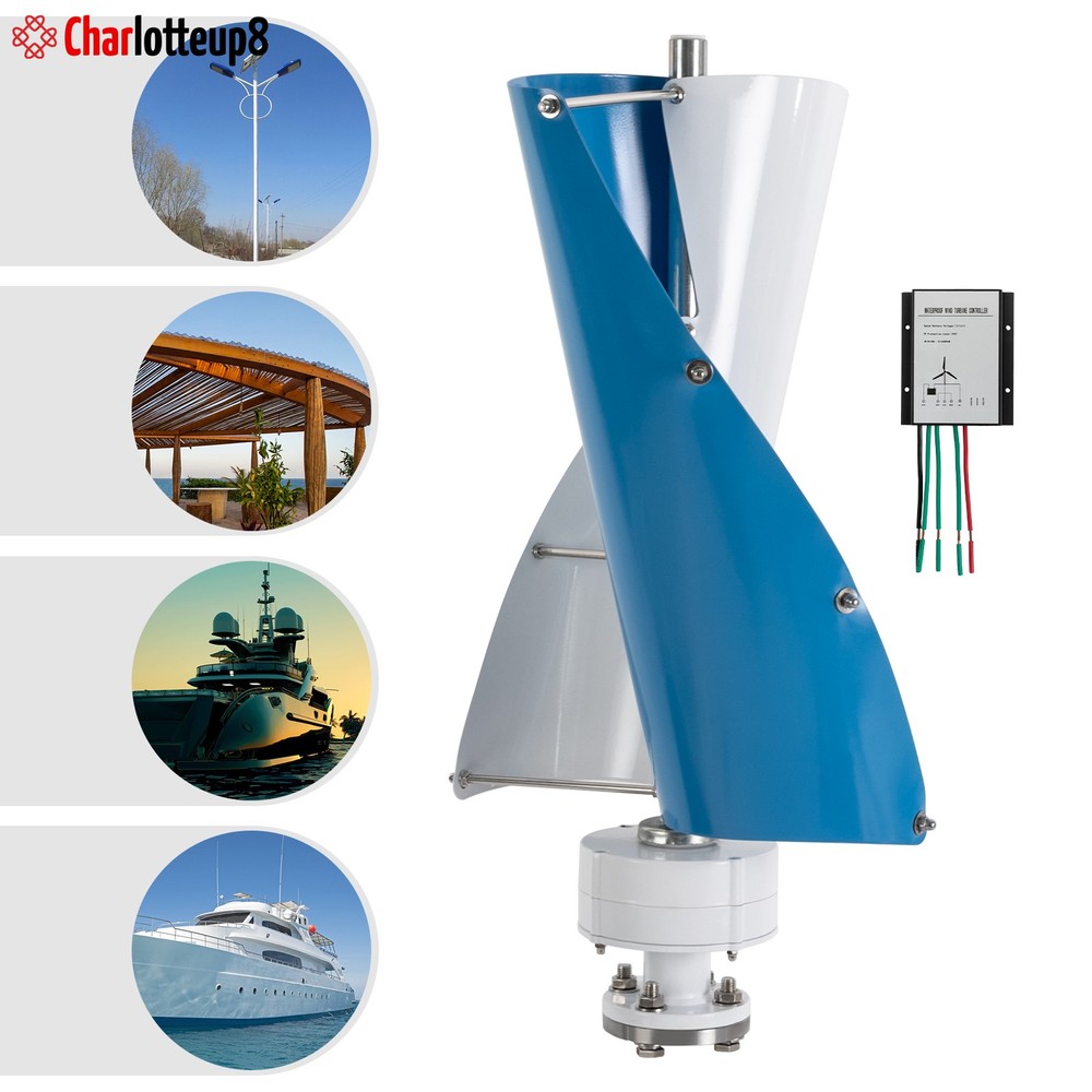 100W Vertical Axis Wind Turbine Generator 12V with Controller Home Windmill Kit