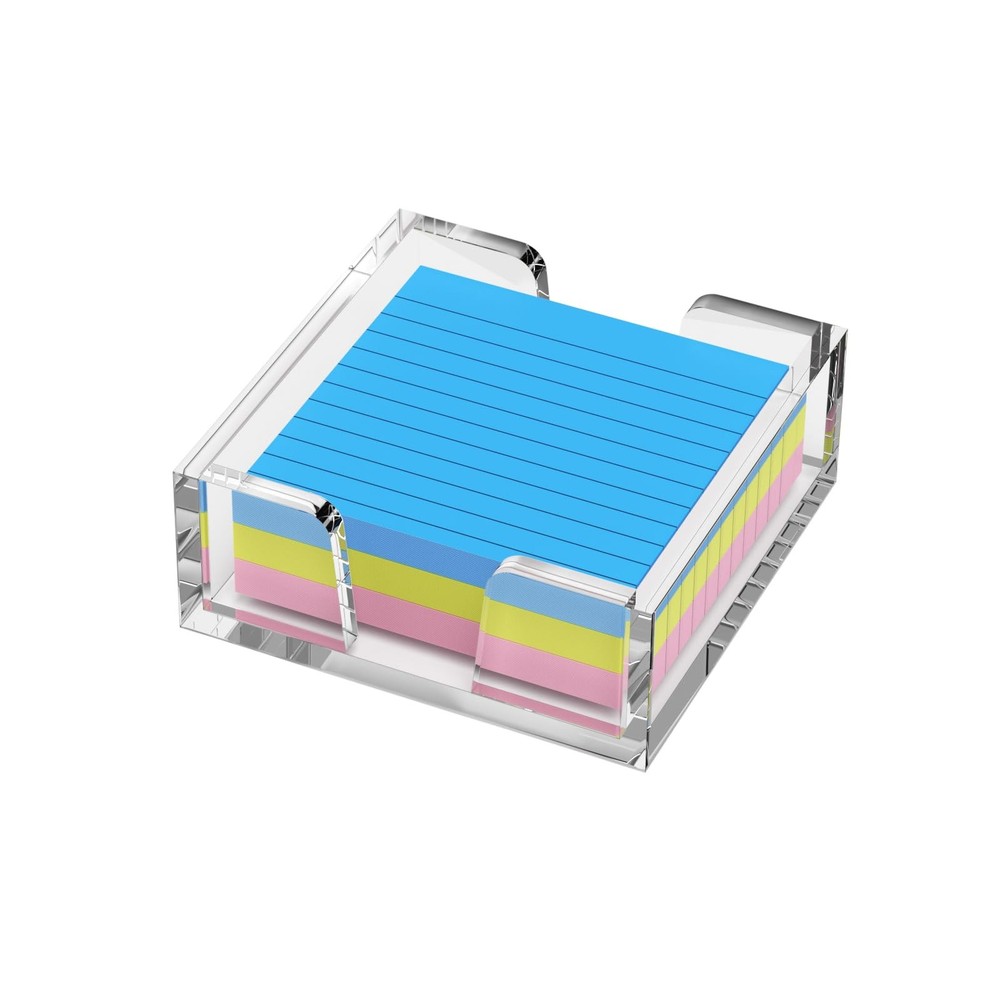 WINFFOR Acrylic Notepad Holder Dispenser - 3x3 in 1-in-1, Crystal Clear