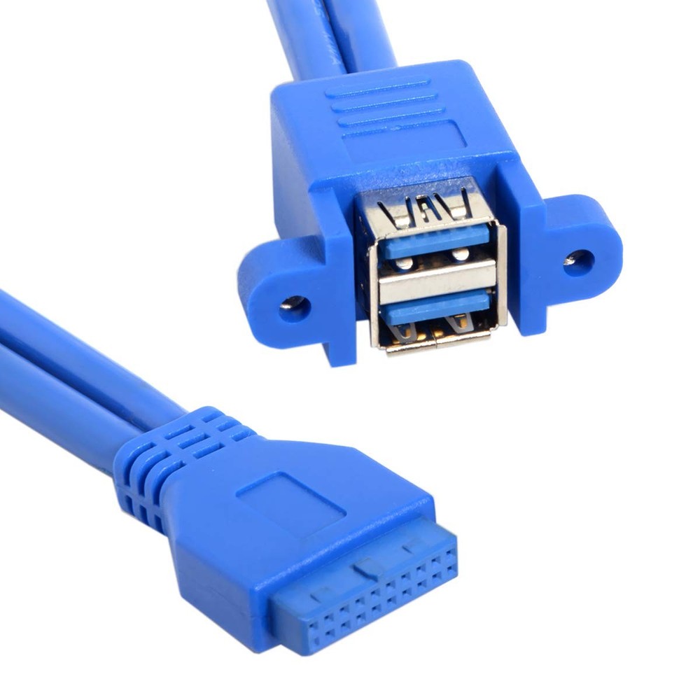 Stackable USB 3.0 Female Panel Type to Motherboard 19Pin 20Pin Header Cable 5...