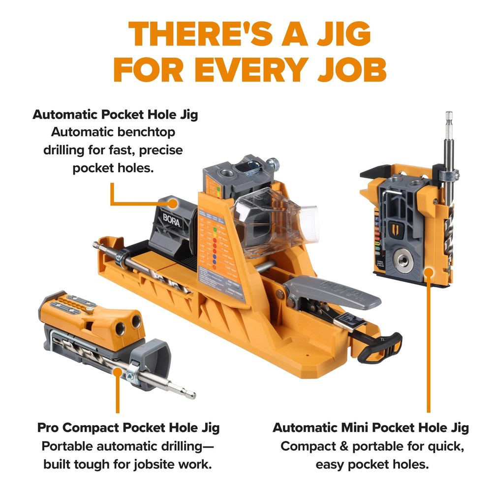 Pro Compact Pocket Hole Jig, Auto Adjusting Drill Guide, Durable Pocket Hole ...