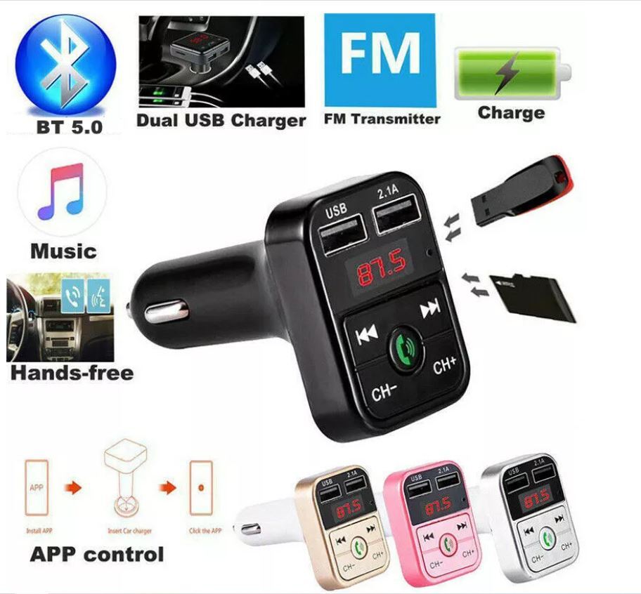 Bluetooth Car Wireless FM Transmitter Radio Adapter 2USB Charger AUX Hands-Free