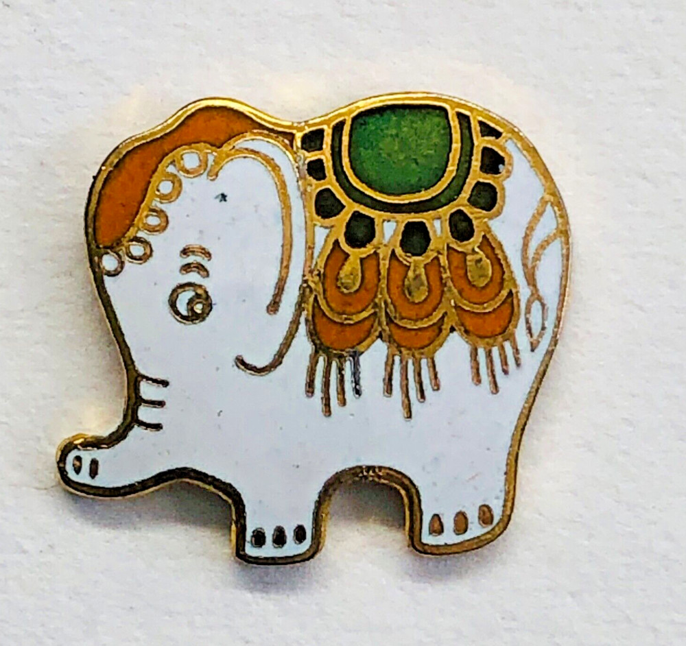 VINTAGE Enamel Button ~ Sweet Asian Elephant