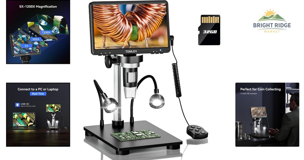 LED Lighted Microscope with 1200X Magnification for Precision Observations