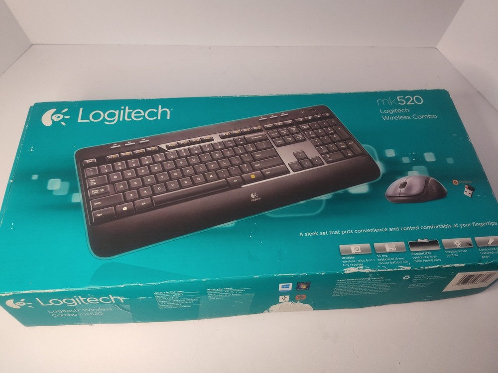 Logitech MK520 Wireless Keyboard & Mouse Combo PC MAC Secure 2.4GHz Connectivity