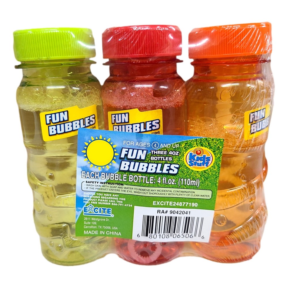 Multi Pack Kids Stuff 4 oz Bubble Bottles Super Bubble Solution 6 Pc Multi