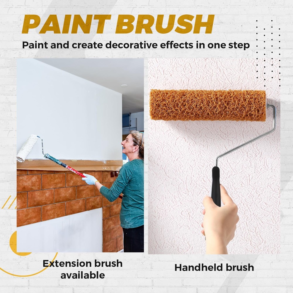 5 Pcs Texture Paint Roller Set, 4 Pcs 9 Inch Small Texture Roller Brown with ...