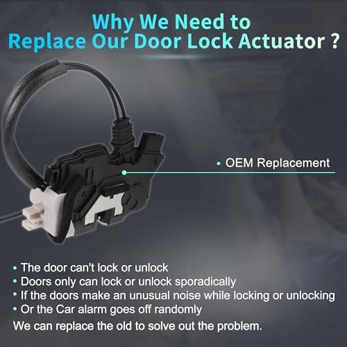 Replacement Front Left Driver Side Power Door Lock Actuator Motor with Cable