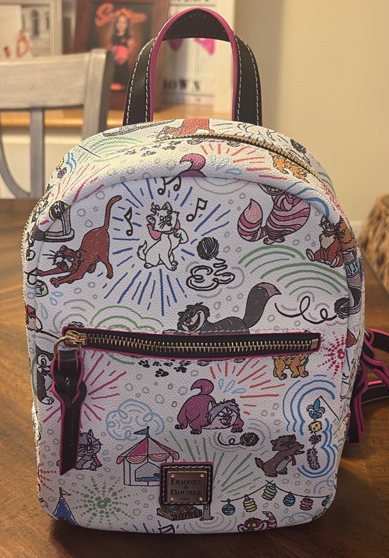 Disney Cats Sketch Dooney & Bourke Backpack White NWOT