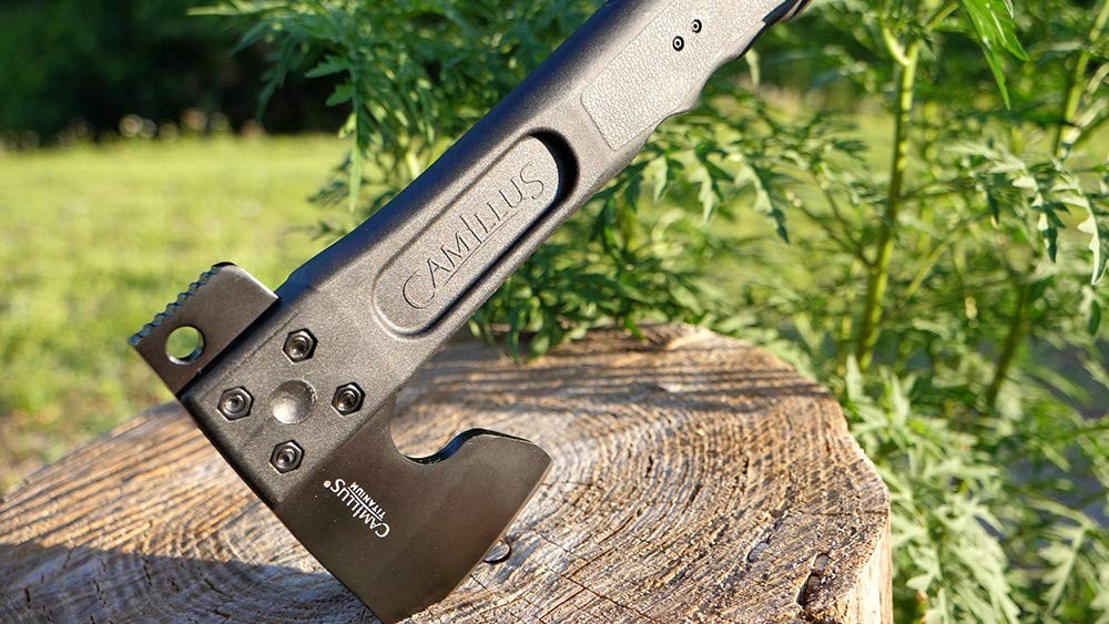 Black AXE 3 in 1 Hatchet with Lockback Folding Saw Titanium Bonded Blade