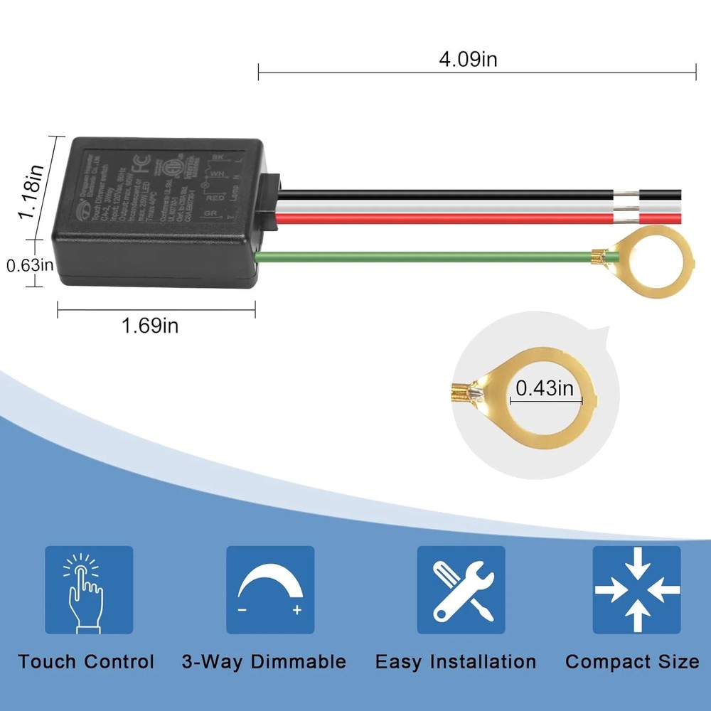 Touch Dimmer Switch 2 Pack, 3 Way Touch Control Modules, Replacement Sensor with