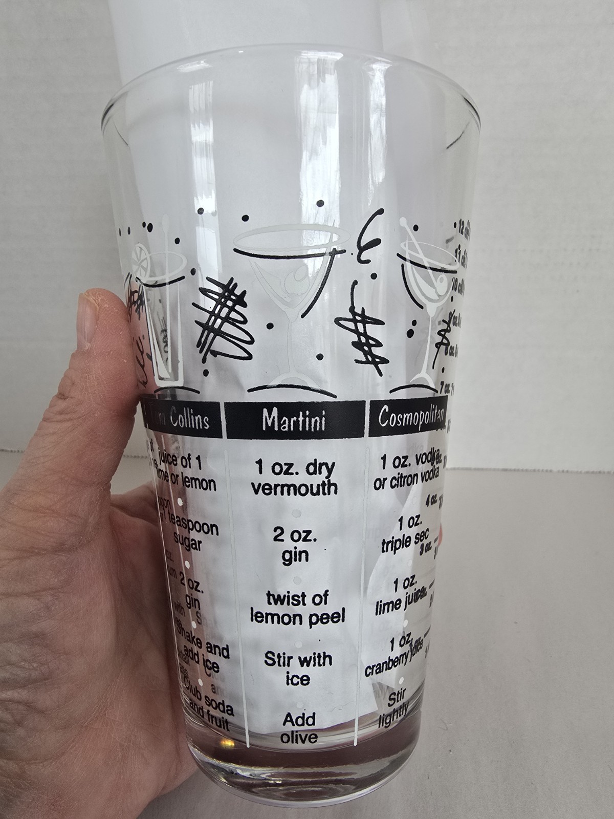 Vintage MidCentury Bartender Glass Cocktail Shaker 7 Classic Recipes