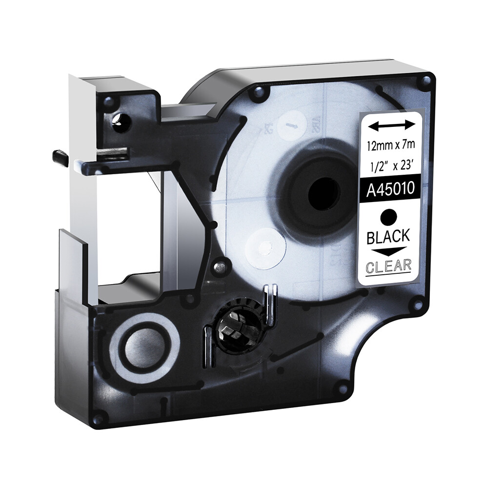 3 PK 45010 Black Clear Label Tape for DYMO D1 LabelPoint 200 250 Print 1/2" 12MM