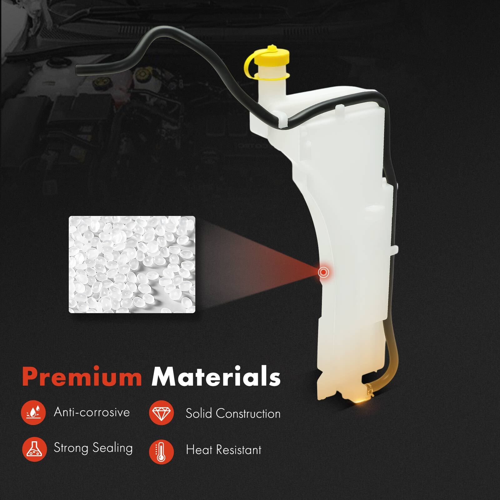 Front Engine Coolant Reservoir with Cap & Hose for Nissan Juke 2011-2017 L4 1.6L