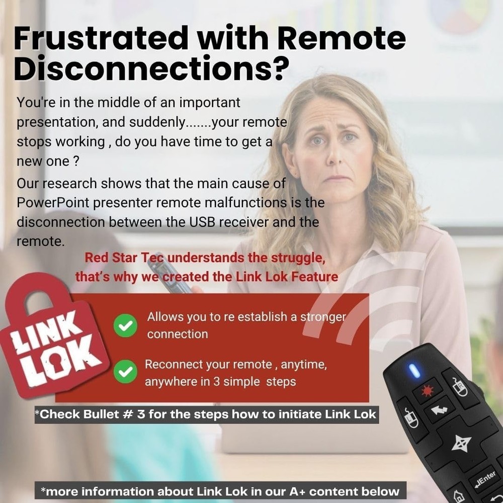 PR-820 Wireless Presentation Clicker with Laser Pointer, PowerPoint Clicker ...