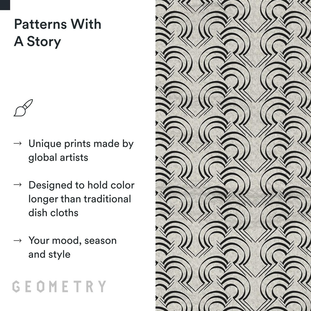 GEOMETRY Kitchen Dish Cloths - Quick Dry 10" x (3 Pack), All Lined Up