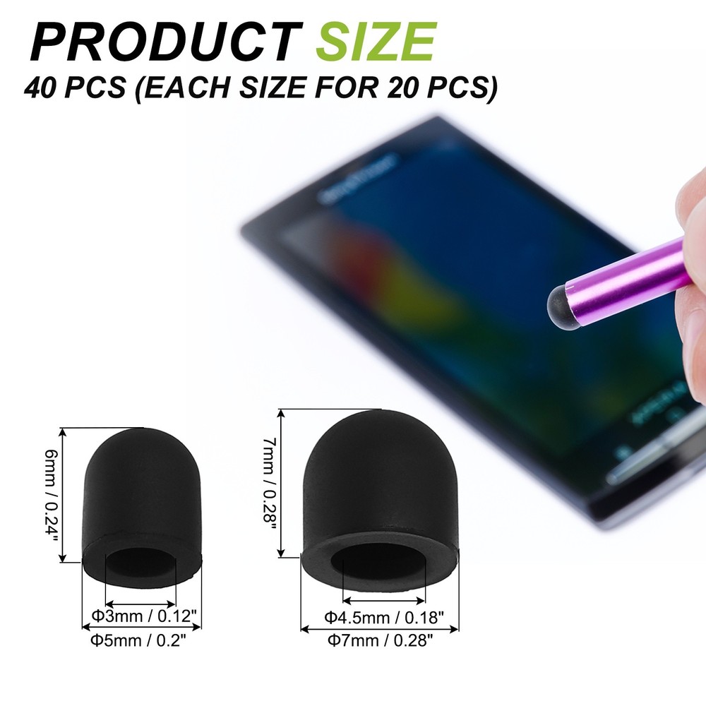 40pcs Stylus Pen Tips 5/7mm Conductive Capacitive Touch Screen Pens Tip, Black