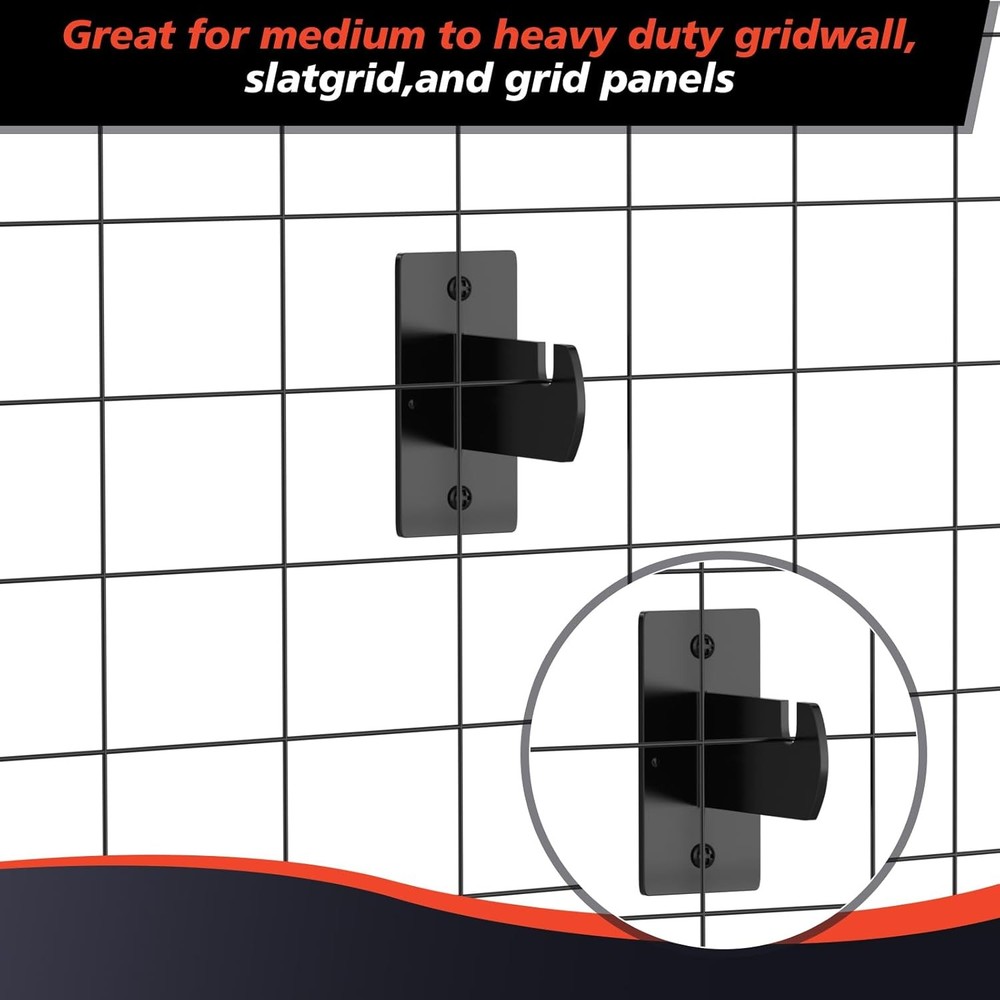 8 Pcs Gridwall Mount Brackets with Screws, for Grid Black