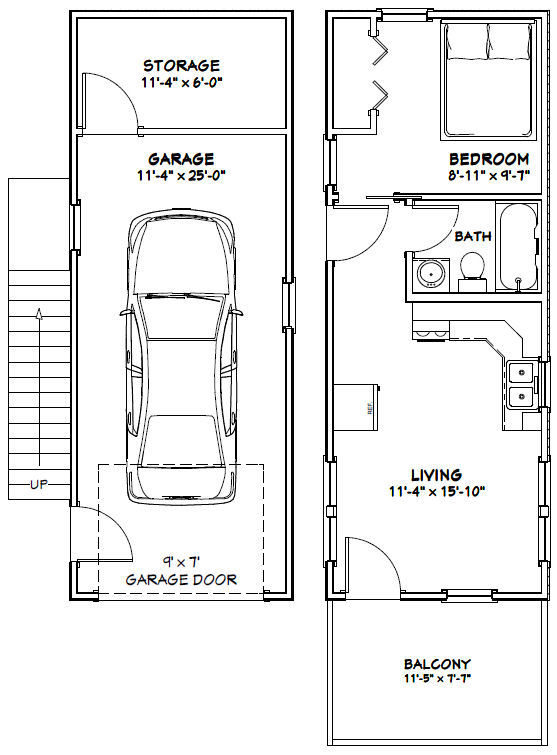 12x32 House -- 461 sq ft -- PDF Floor Plan -- Model 6A