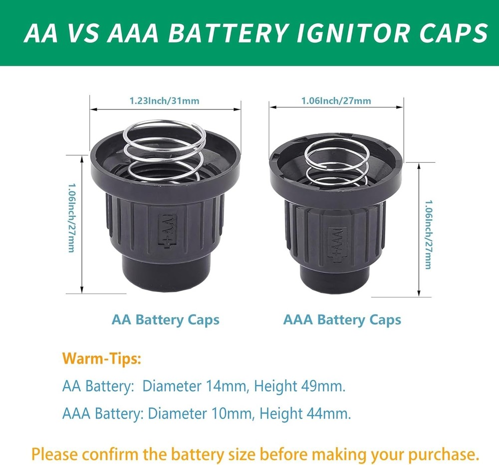 Compact AAA Igniter Caps Replacement - Easy Install for Gas BBQs & Fire Pits