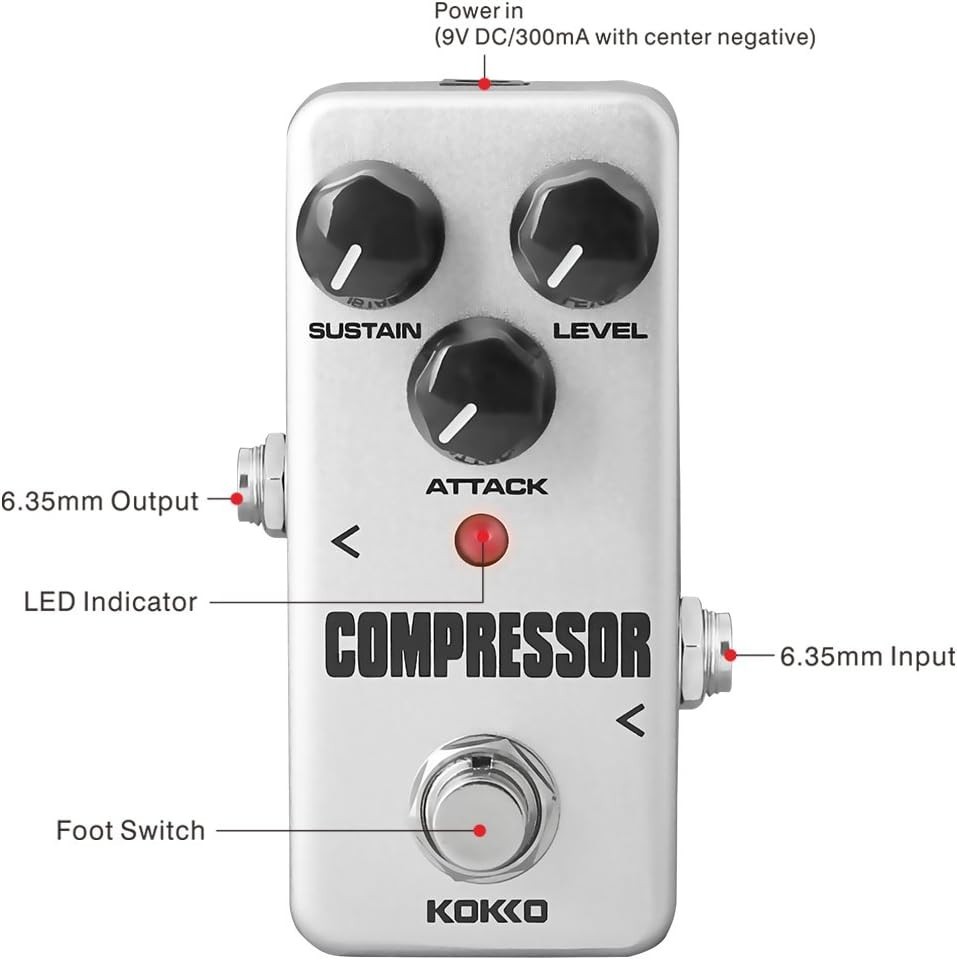 Durable Mini Guitar Compressor Pedal with LED Indicator - Enhanced Sound Control