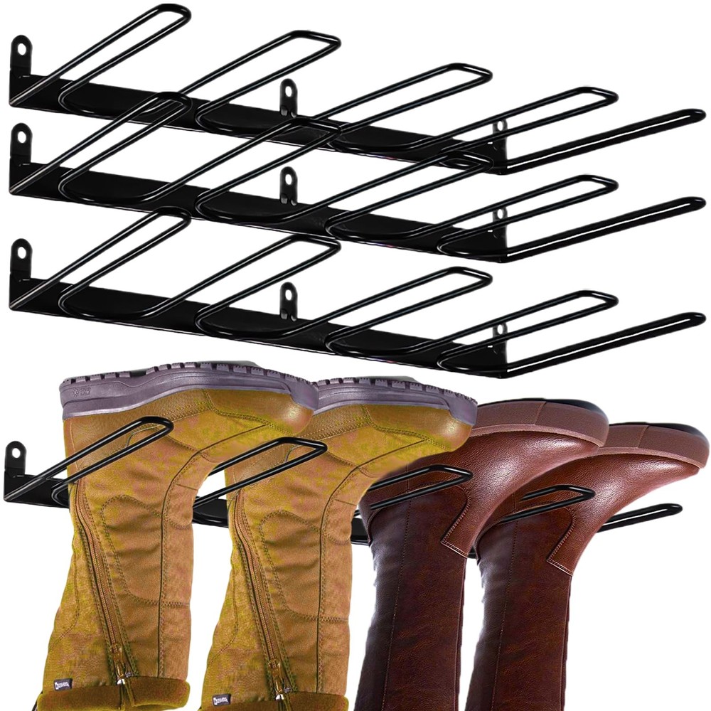 Boot Rack 4 Pack Wader Hangers Wall Mount - Space Saving Boot Racks Organizer...