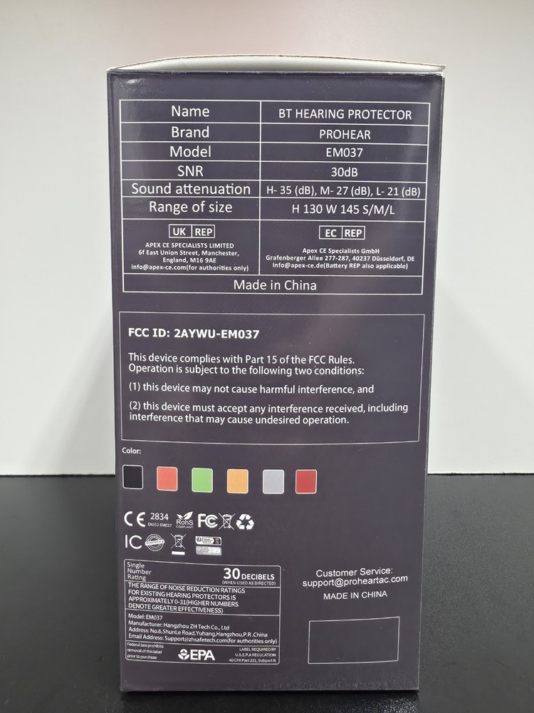 ProHear EM037 BT Hearing Protector SNRdB NEW/OPEN BOX