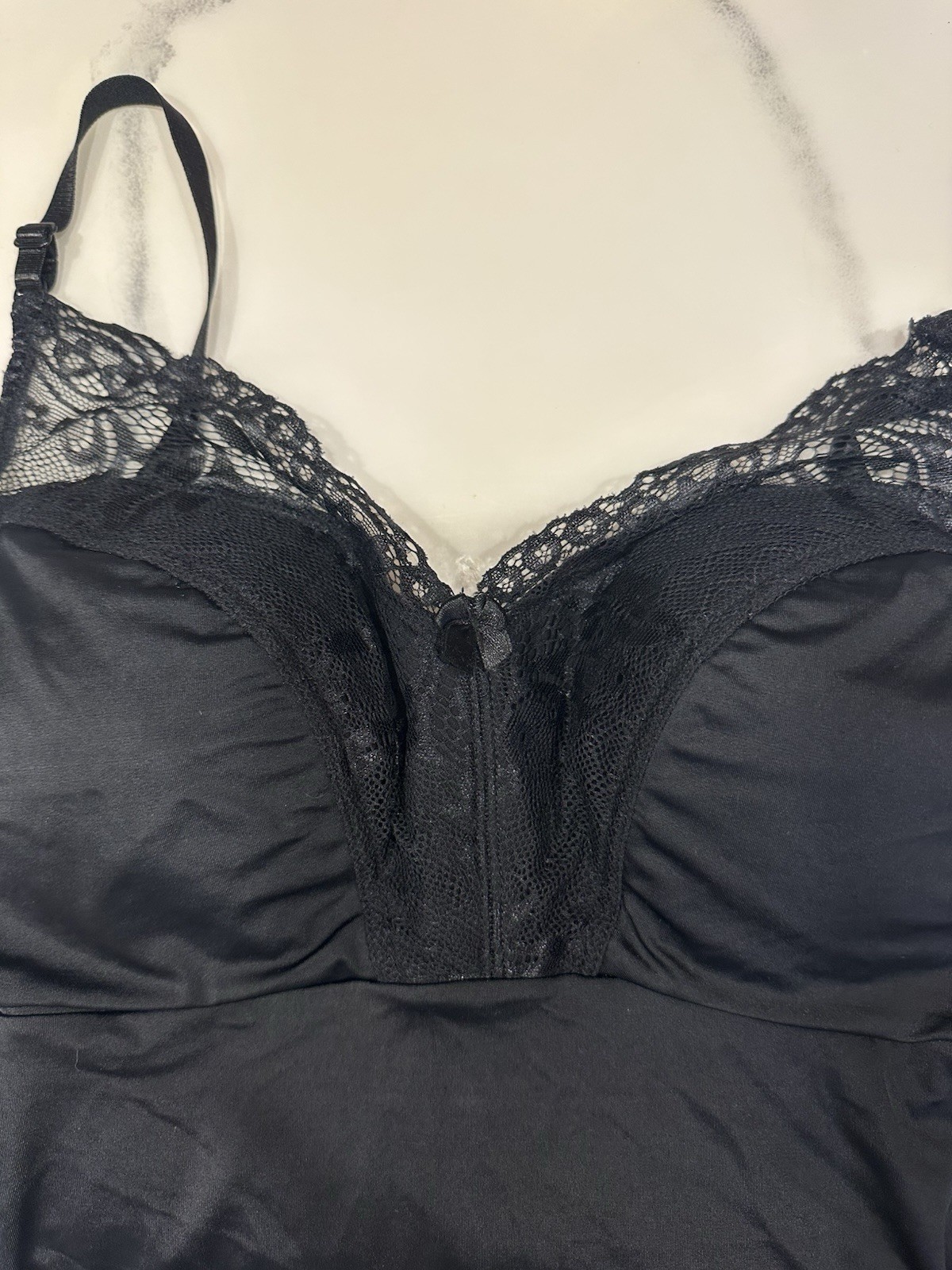 RHONDA SHEAR Shaper Cami Camisole w/ Built in Bra SizeXL Black Lace Trim Stretch