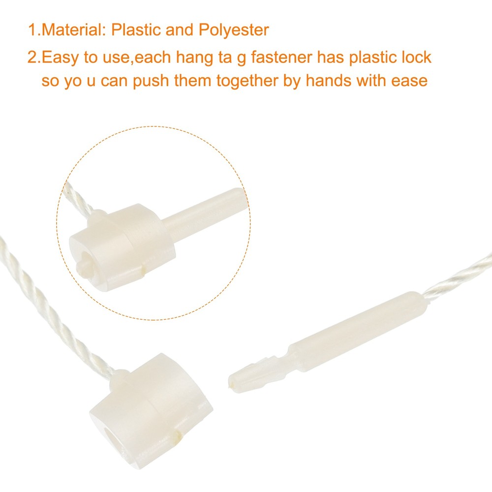 Polyester Rope Hang Tag String Snap Lock 190mm,1mm 100 Pcs,White