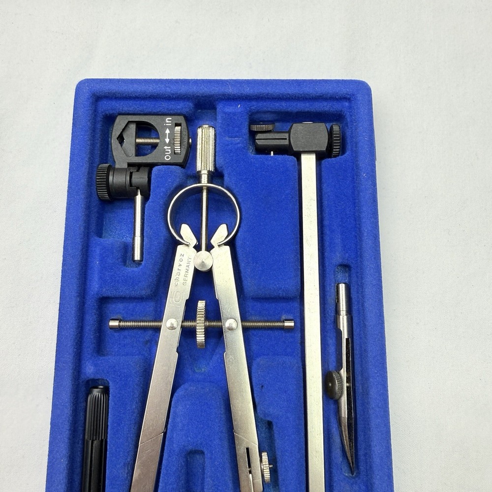 Charvoz 10-3313 Compass Drafting Instruments Set With Case Germany
