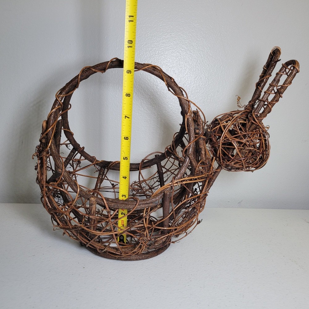 Rustic Bunny Rabbit Basket Egg Holder Grapevine Twig Easter Farmhouse Decor 10in