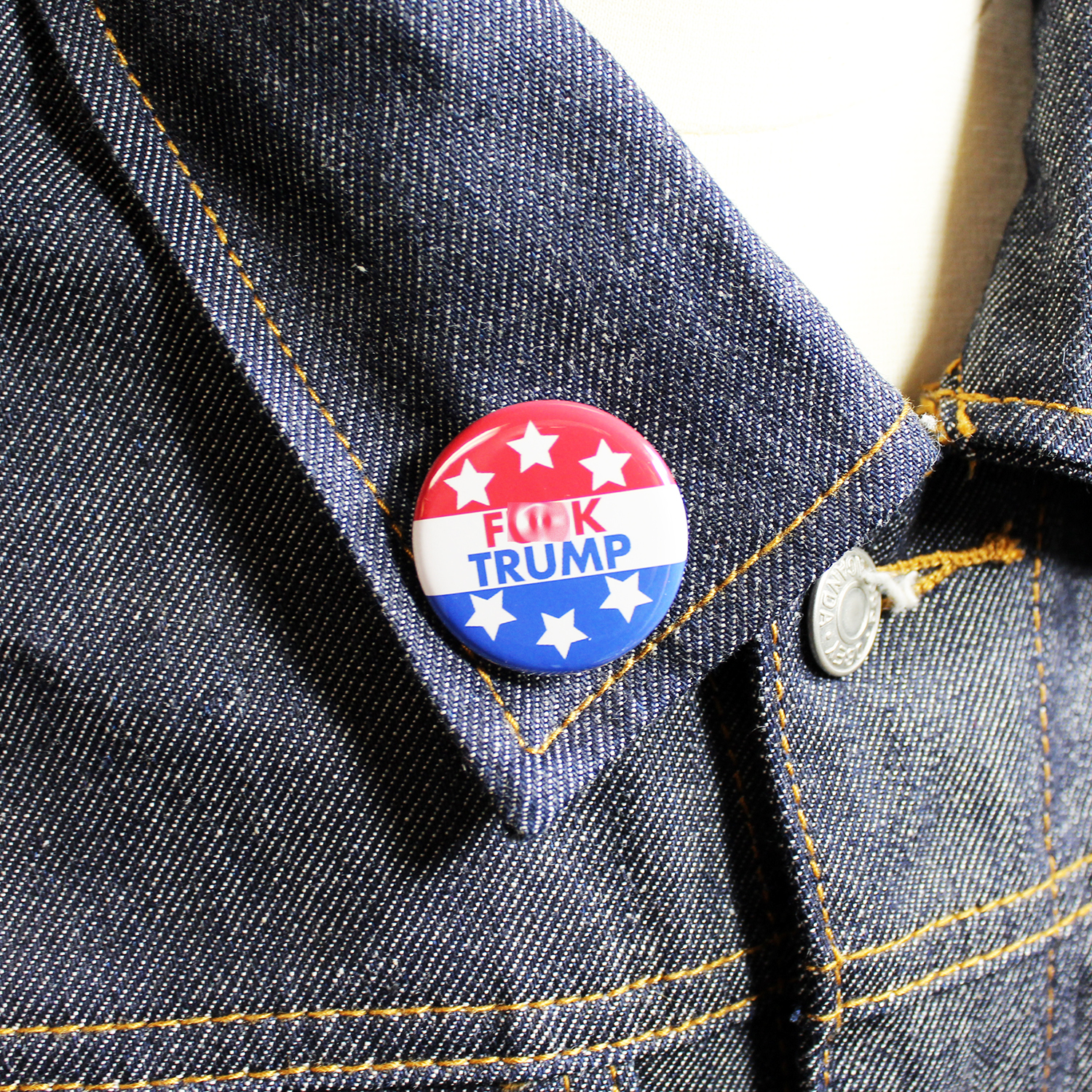 F**K Trump Button Anti Trump Drumpf Not My President 1 1/4 inch lapel UNCENSORED