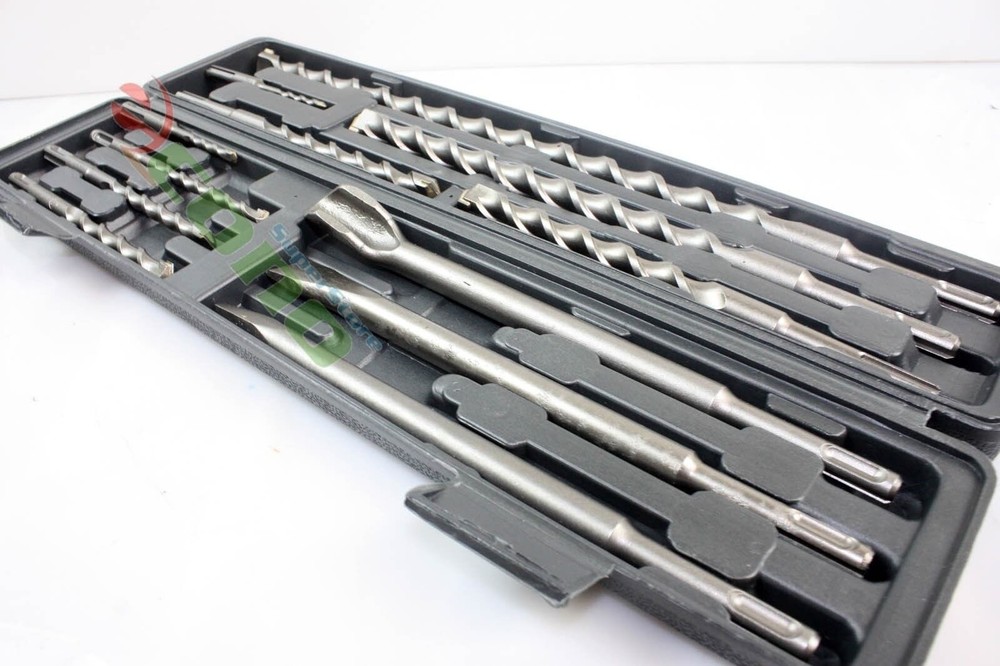 12pc SDS Plus Hammer Drill Bits Flat Groove Chisel Carbide Tip Concrete Masonry
