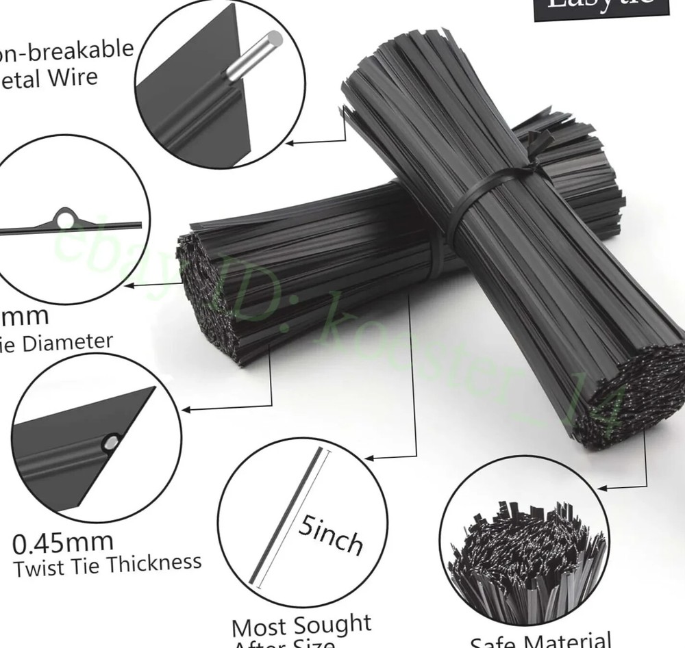 400-Pack Premium Black Cable & Bag Twist Ties - Heavy Duty, Reusable, Versatile!