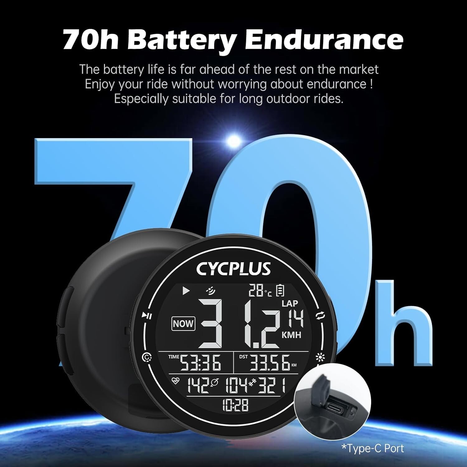 CYCPLUS Wireless GPS Bike Computer, ANT+ Bluetooth Cycling Speedometer Odometer