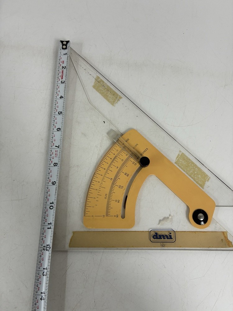 vintage DMI adjustable drafting triangle or angle finder tool 12”