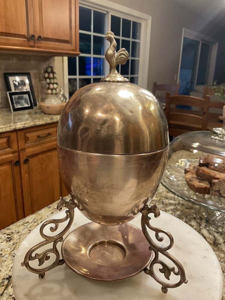 Antique Copper Egg Coddler Rooster Finial