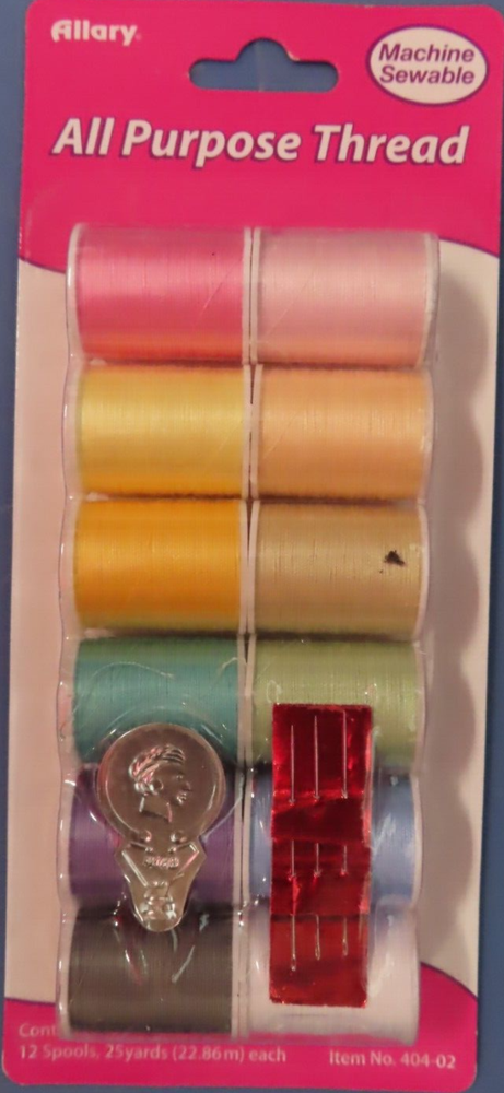 Allary All Purpose Thread Machine Sewable 12 spools assorted colors #404-02