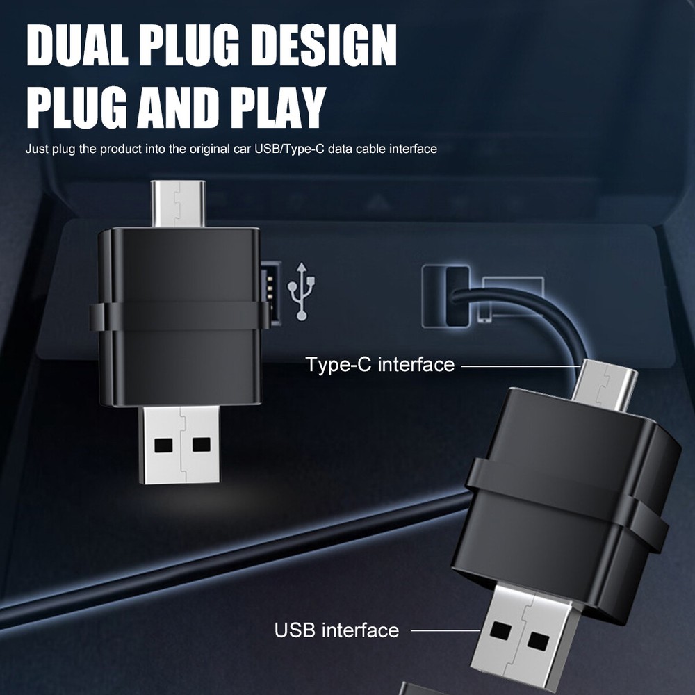 2in1 Mini Carplay Wireless Adapter USB Bluetooth Dongle for iPhone Android Auto