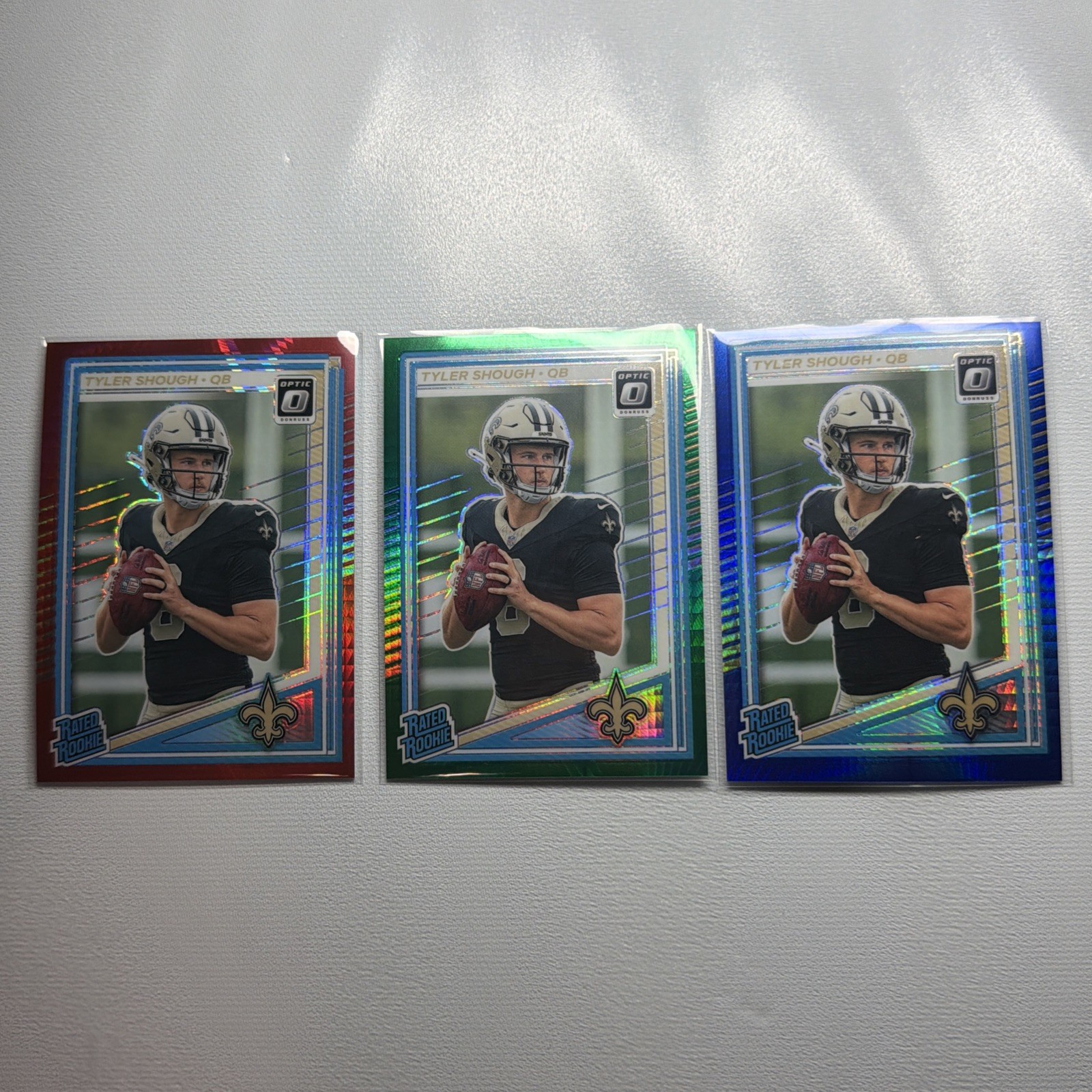 2025 Donruss Optic Pink Prizm Rated Rookie Lot Of 3 Tyler Shough Rainbow