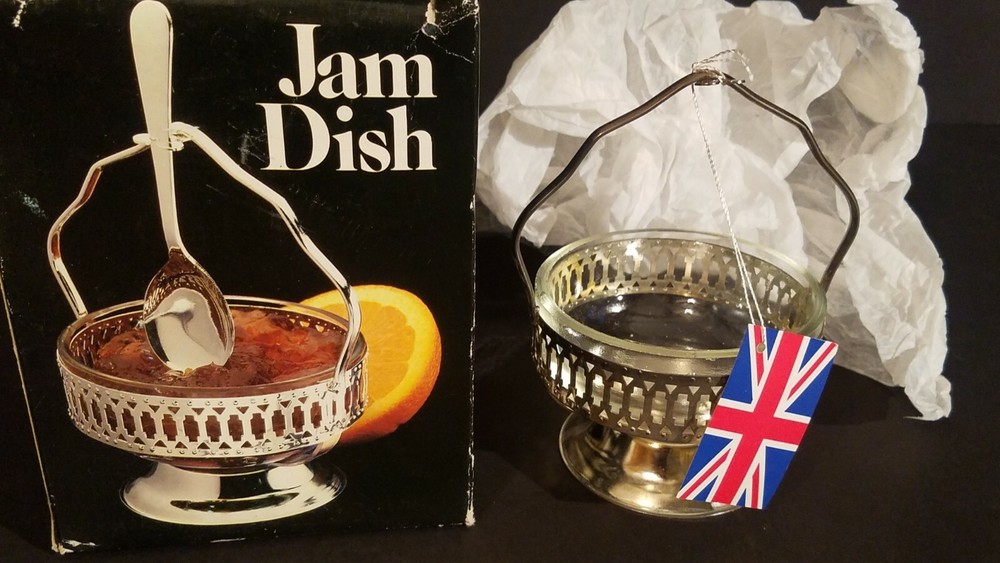 NEW IN BOX Jam Dish Leonard Silver Silver Plated & Crystal Ladle (MISSING SPOON)