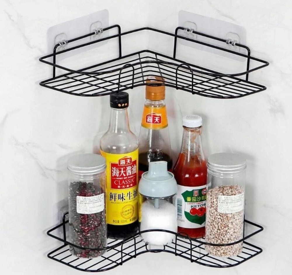 Triangular Shower Caddy Bathroom Corner Shelf Bath Storage Holder Organizer Rack