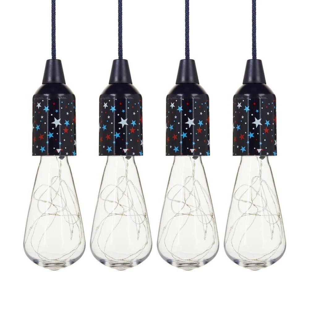New Improvements 4-Pack LED Edison Firefly Fairy Pull Lights w/ Remote, Stars