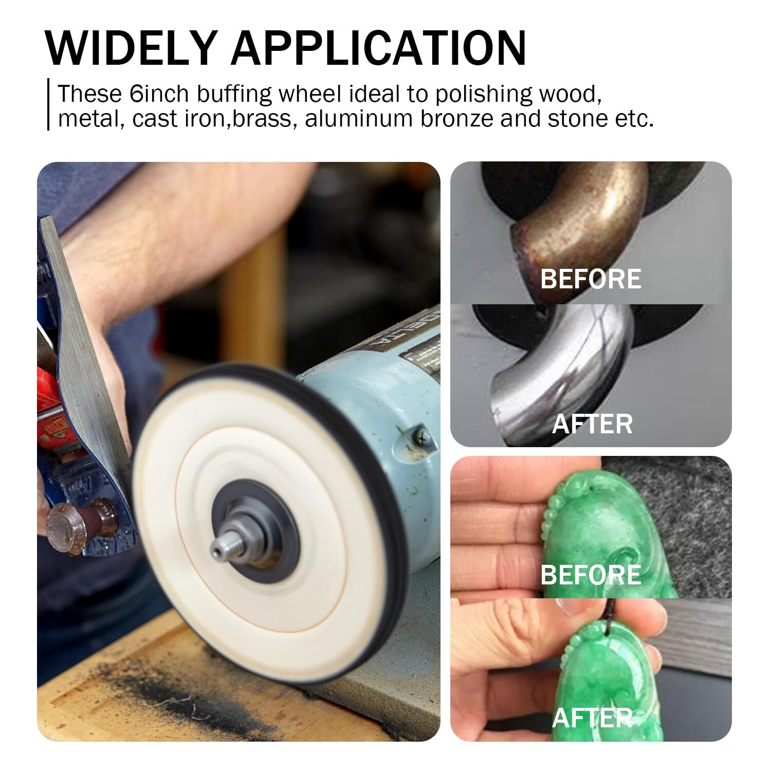 1 PACK 6 In Extra Thick Cotton Buffing Wheel, 6" x 40 Ply Yellow Polishing Wheel