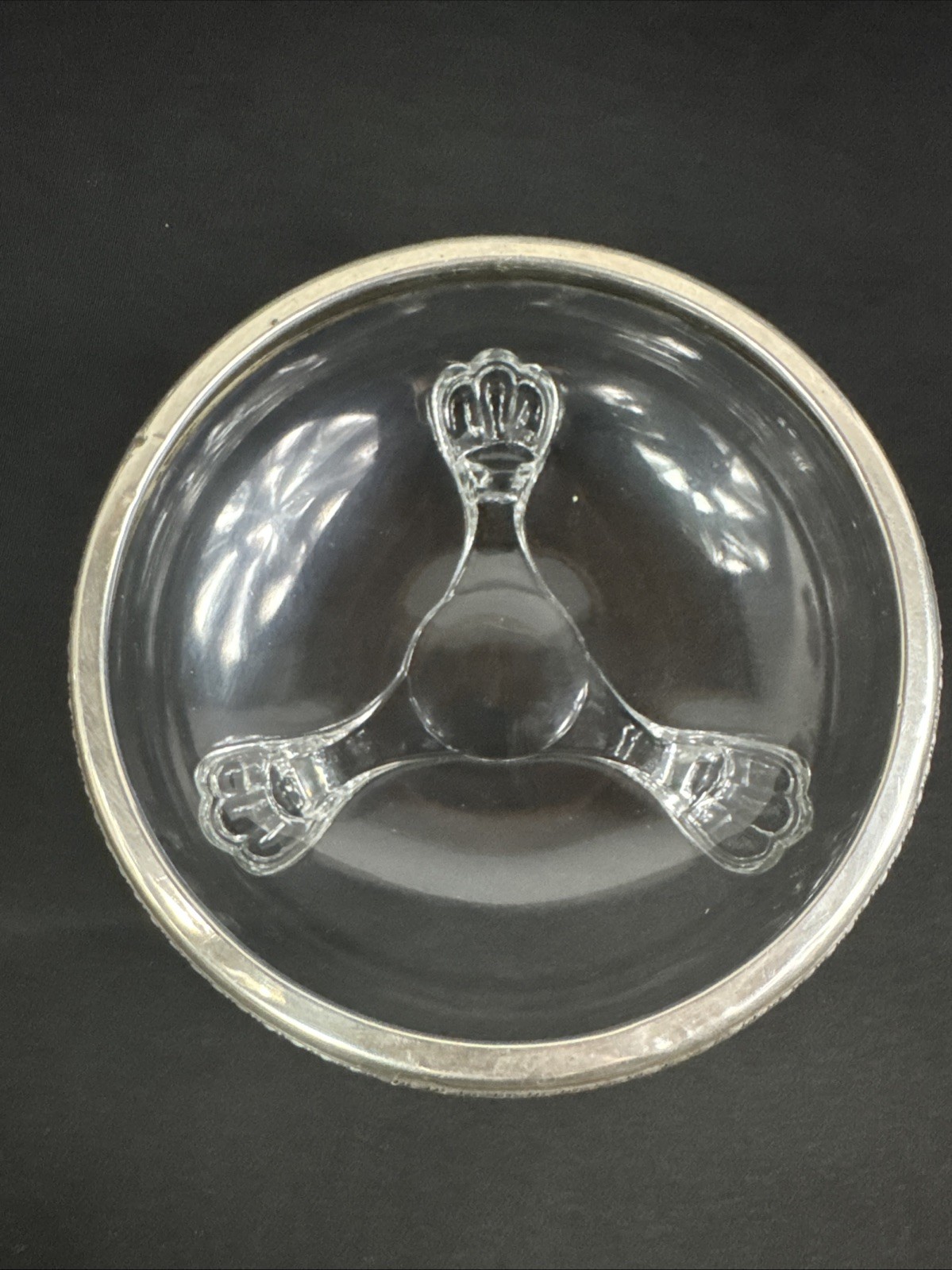 Weidlich Sterling 8319 Crystal 3 Footed Bowl 5.5” c1930s