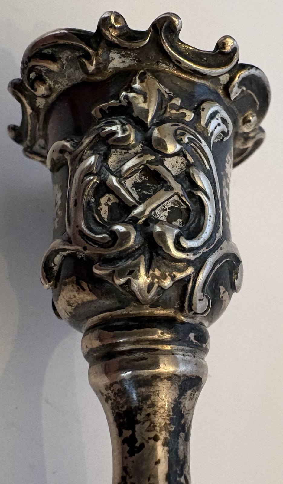 Antique Gorham Sterling Silver Repousse Candlestick Holder 1886 Baroque Pattern