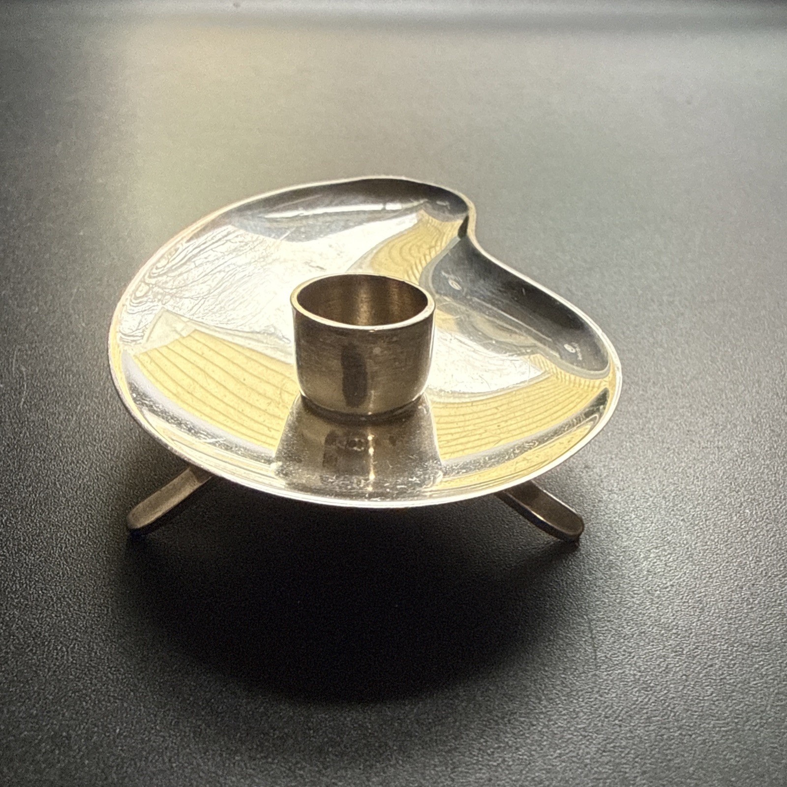 Mid Century Modern Sterling Silver Denmark Hugo Grun Candlestick Holders Pair