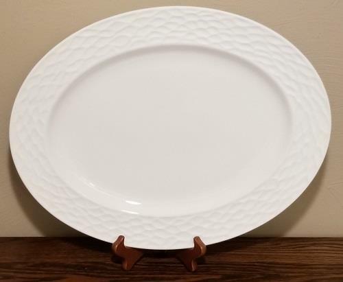 Donna Karan DEVORE White Dinnerware by Lenox ~ 16" Oval Serving Platter NEW