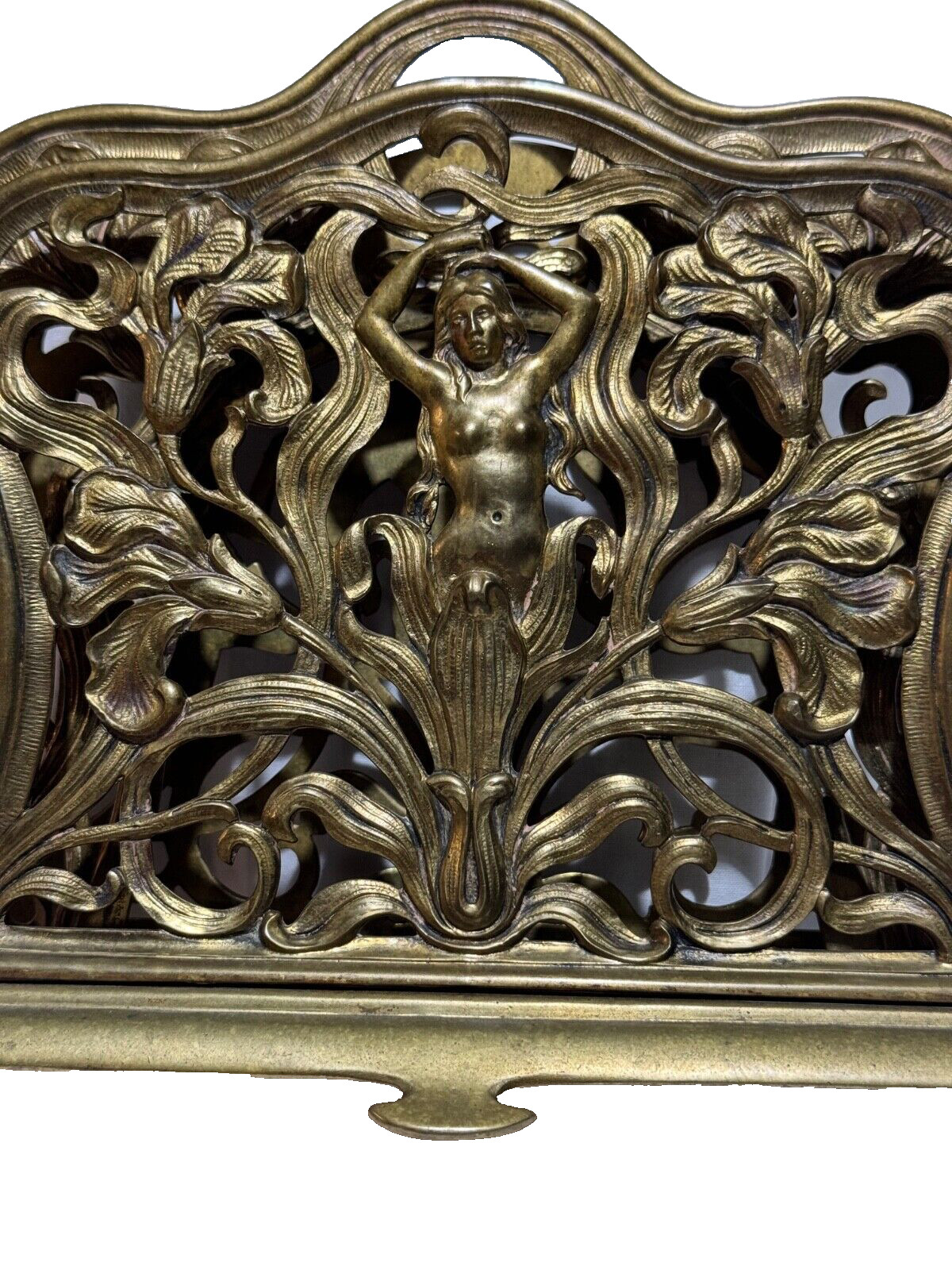 Antique Ornate Hollywood Regency/Nude Lady/French Bronze/2 Slots Letter Holder