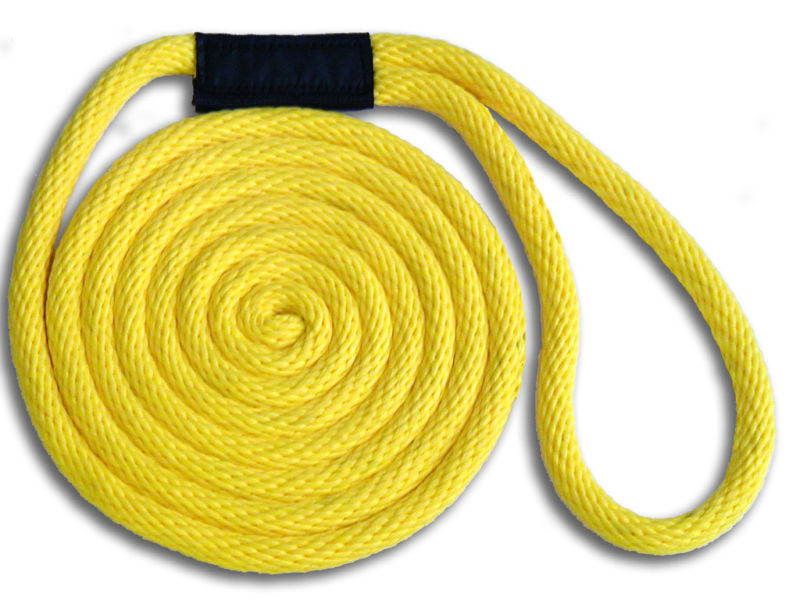 Solid Braid Nylon Dock Line 1/2" x 15' - Floats! Made in USA / YELLOW!