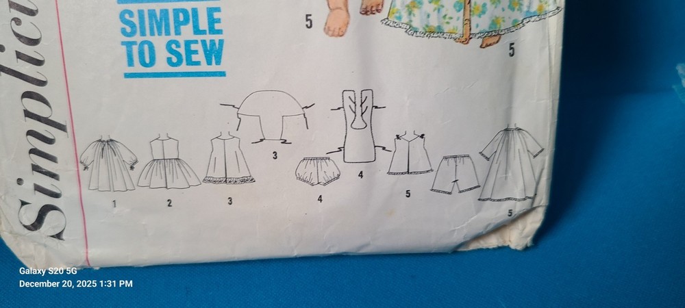VINTAGE SIMPLICITY 15" DOLL CLOTHES PATTERN #4839-1960'S-USED